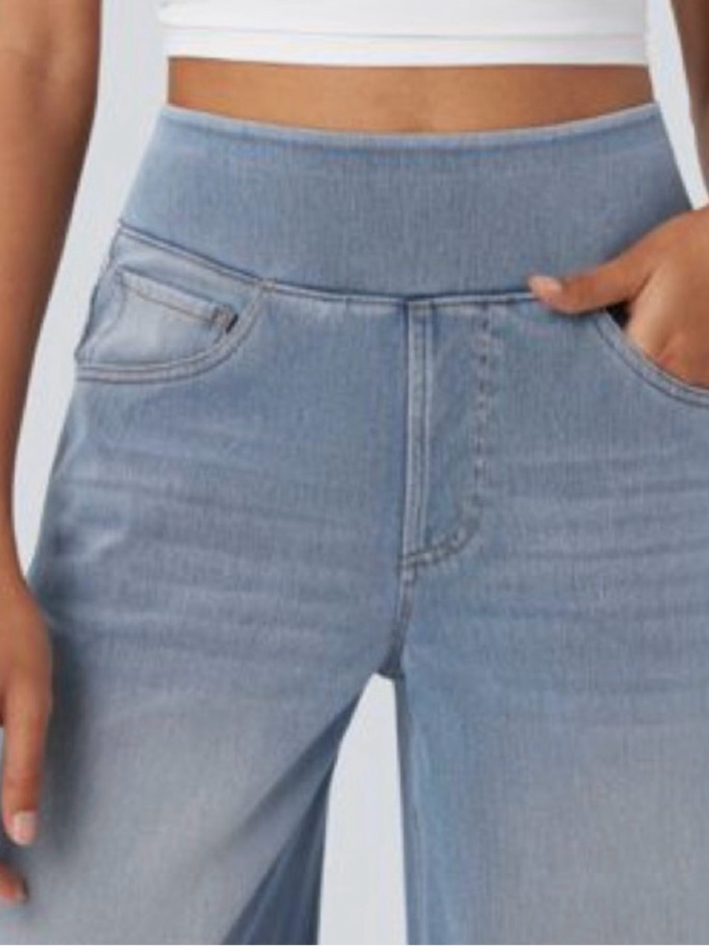 HALARA Light Blue Wide-Leg High-Waist Jeans